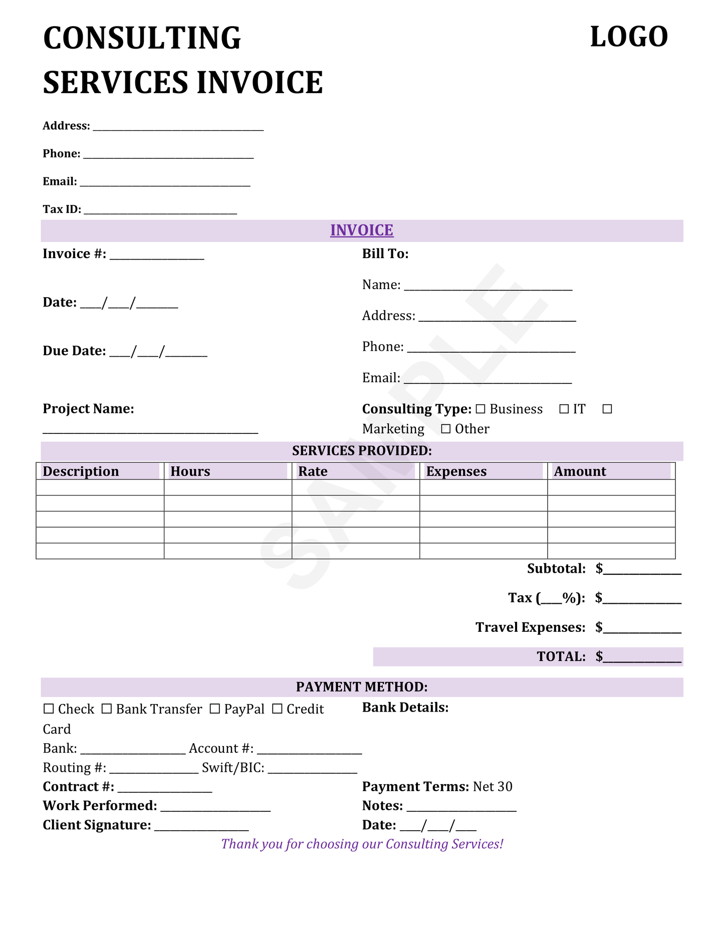 Consulting Invoice Template