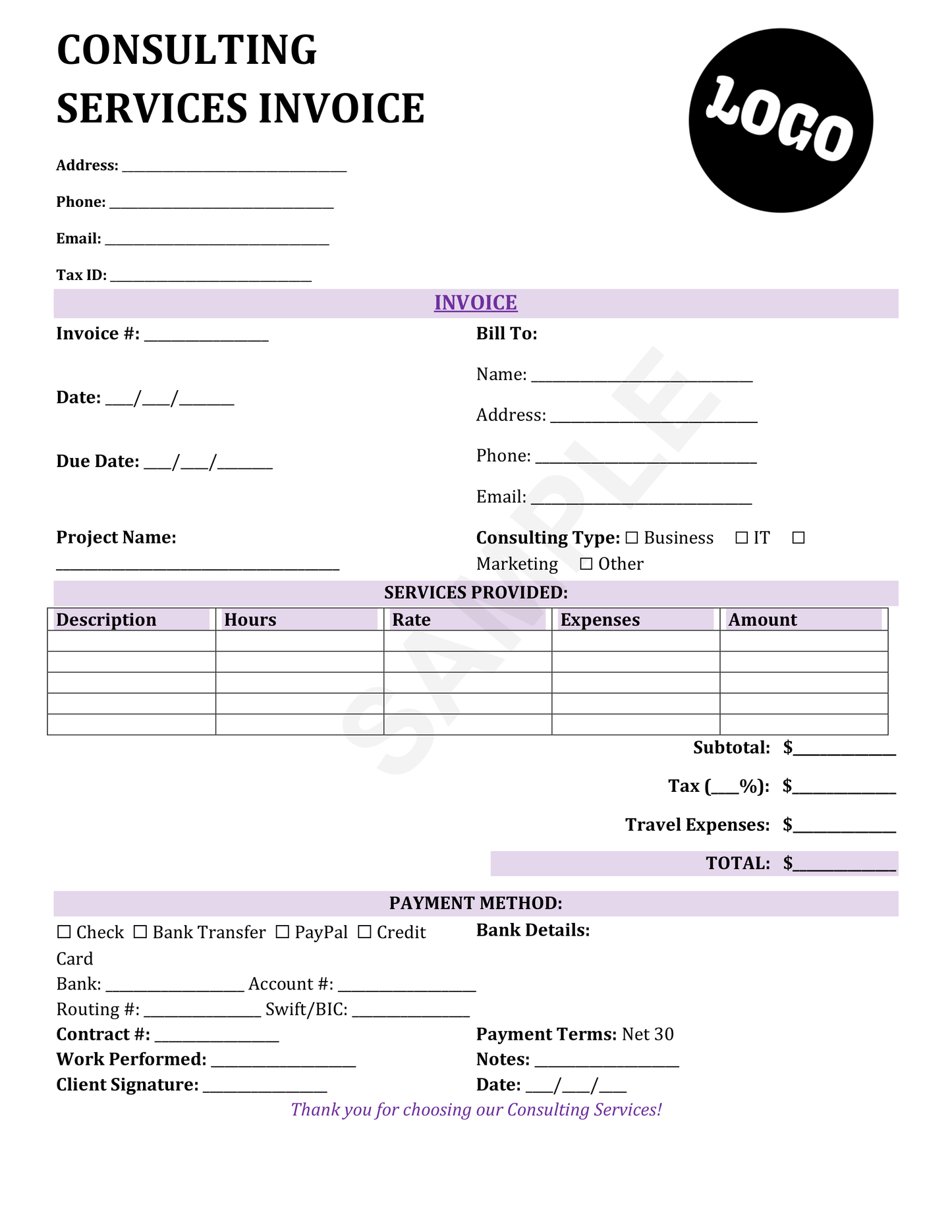 Consulting Invoice Template