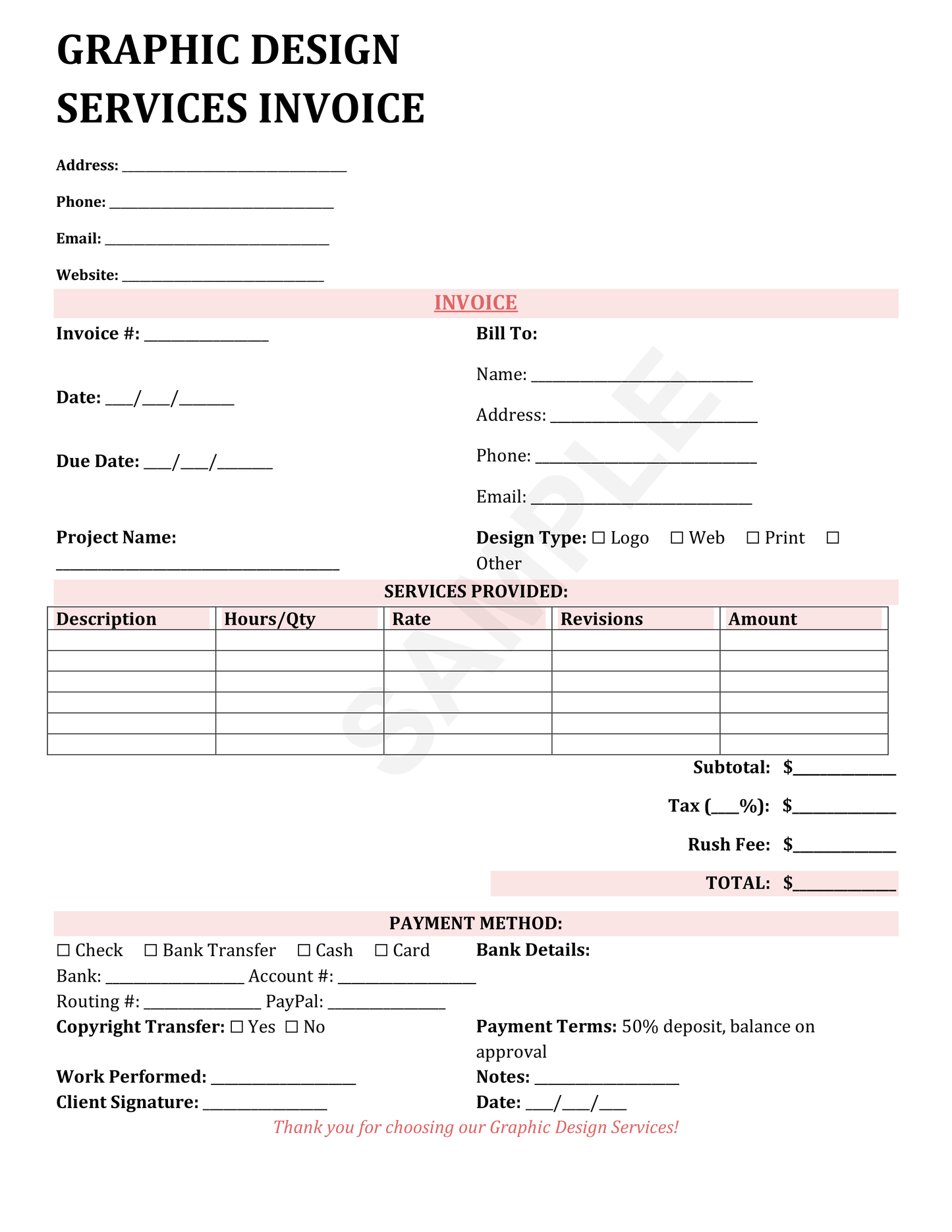 Graphic Design Service Invoice Template