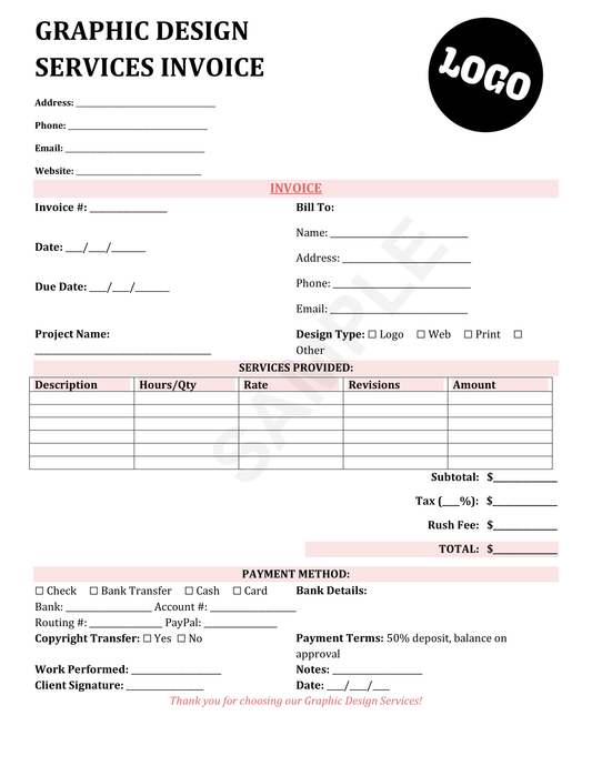 Graphic Design Service Invoice Template