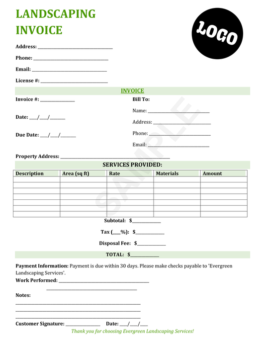 Landscaping Invoice Template