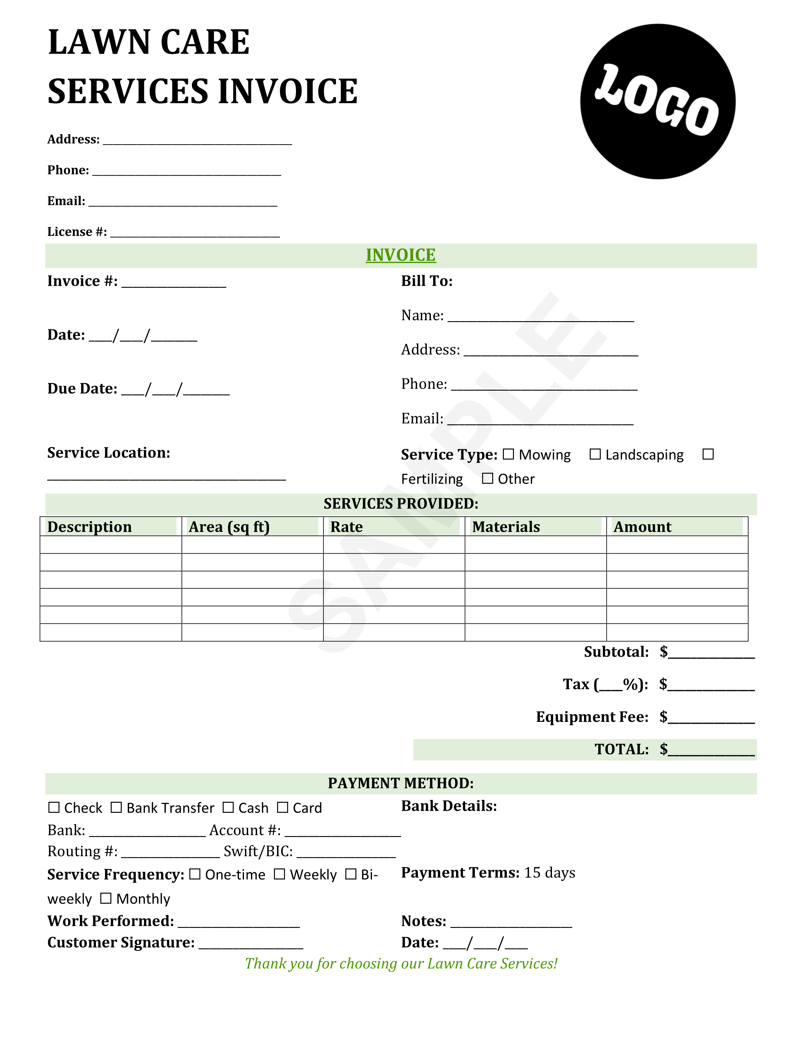 Lawn Care Service Invoice Template