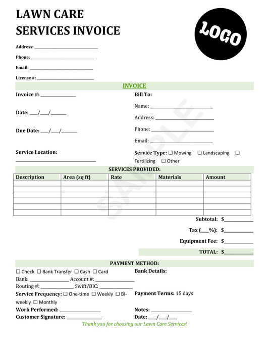 Lawn Care Service Invoice Template