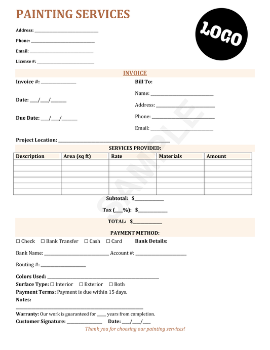 Painting Service Invoice Template