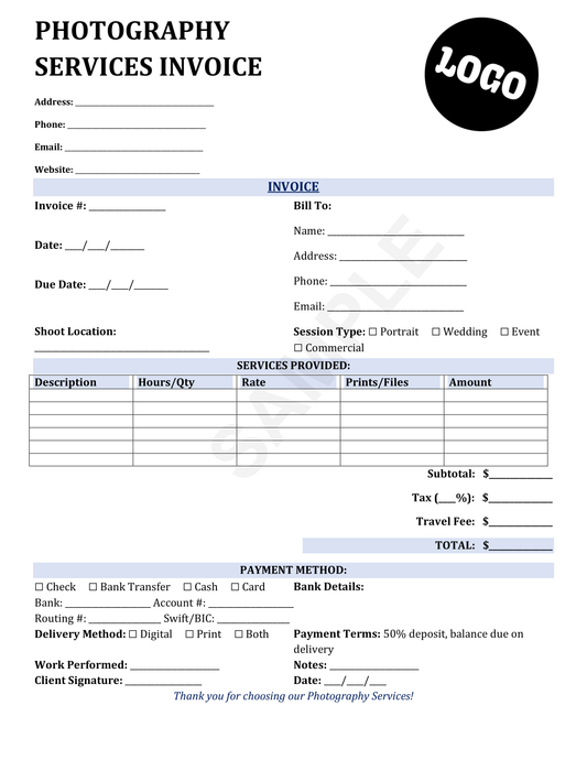 Photography Invoice Template