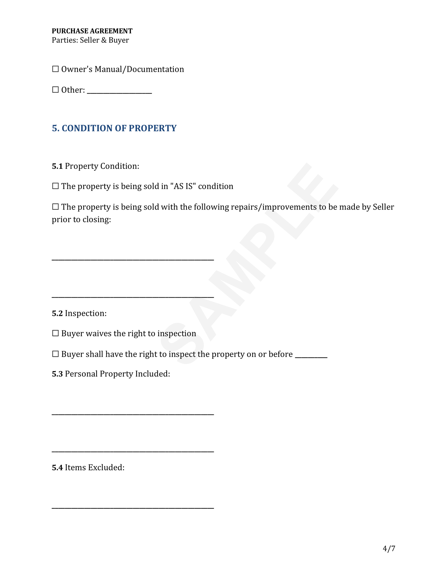 Purchase Agreement Template