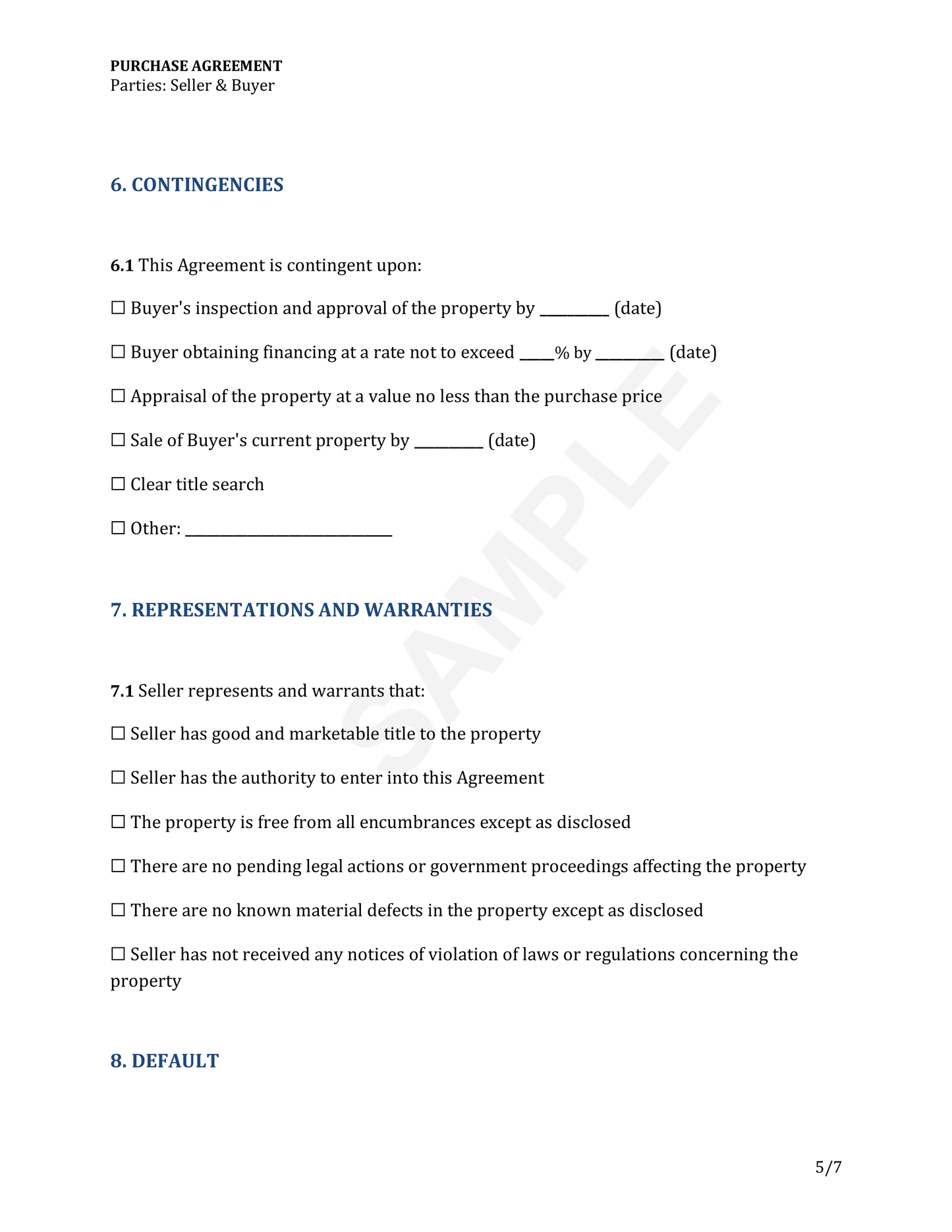 Purchase Agreement Template