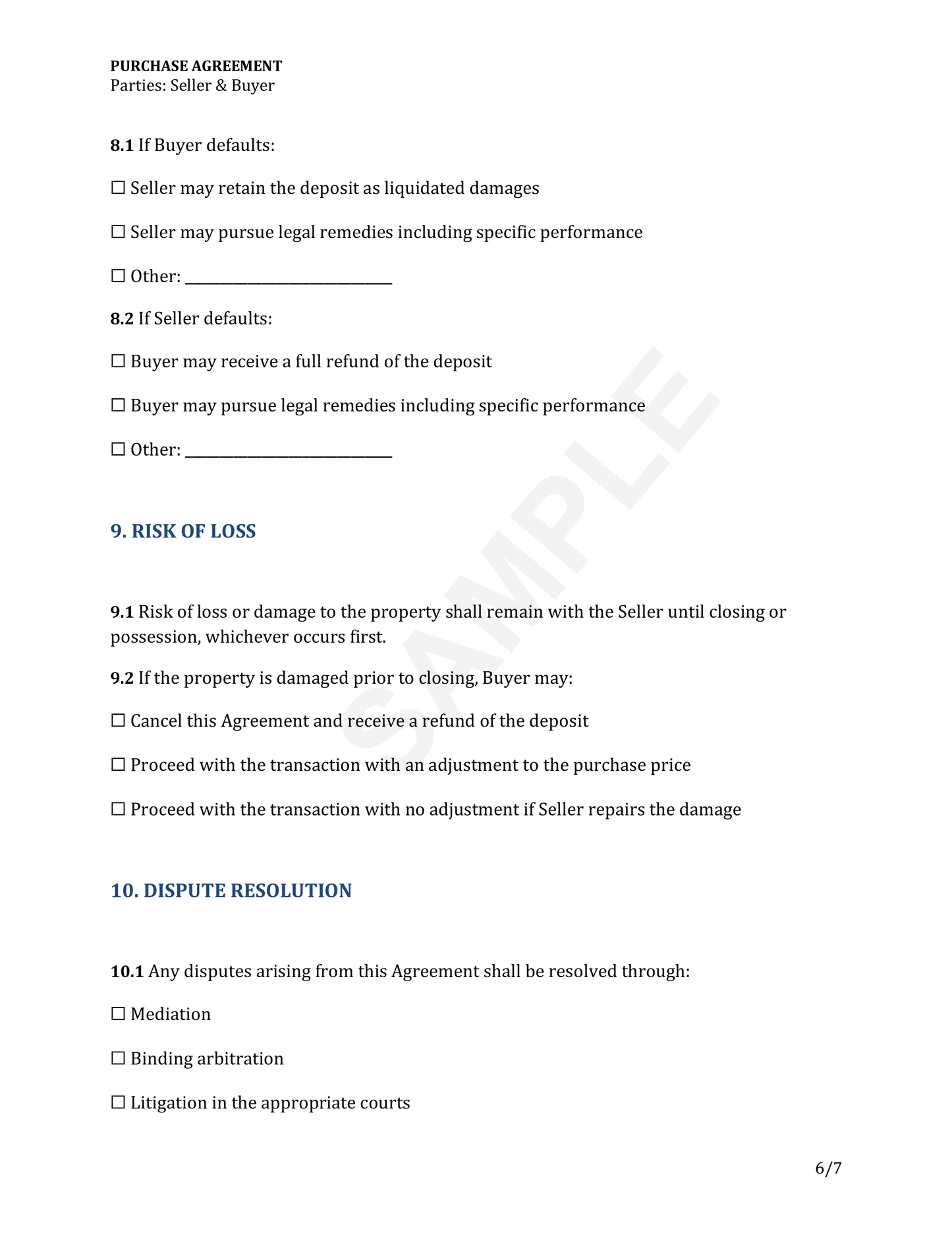 Purchase Agreement Template