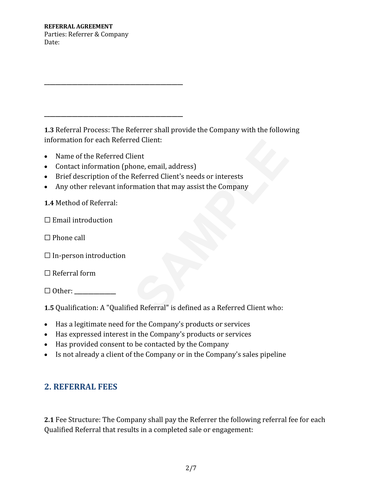 Referral Agreement Template