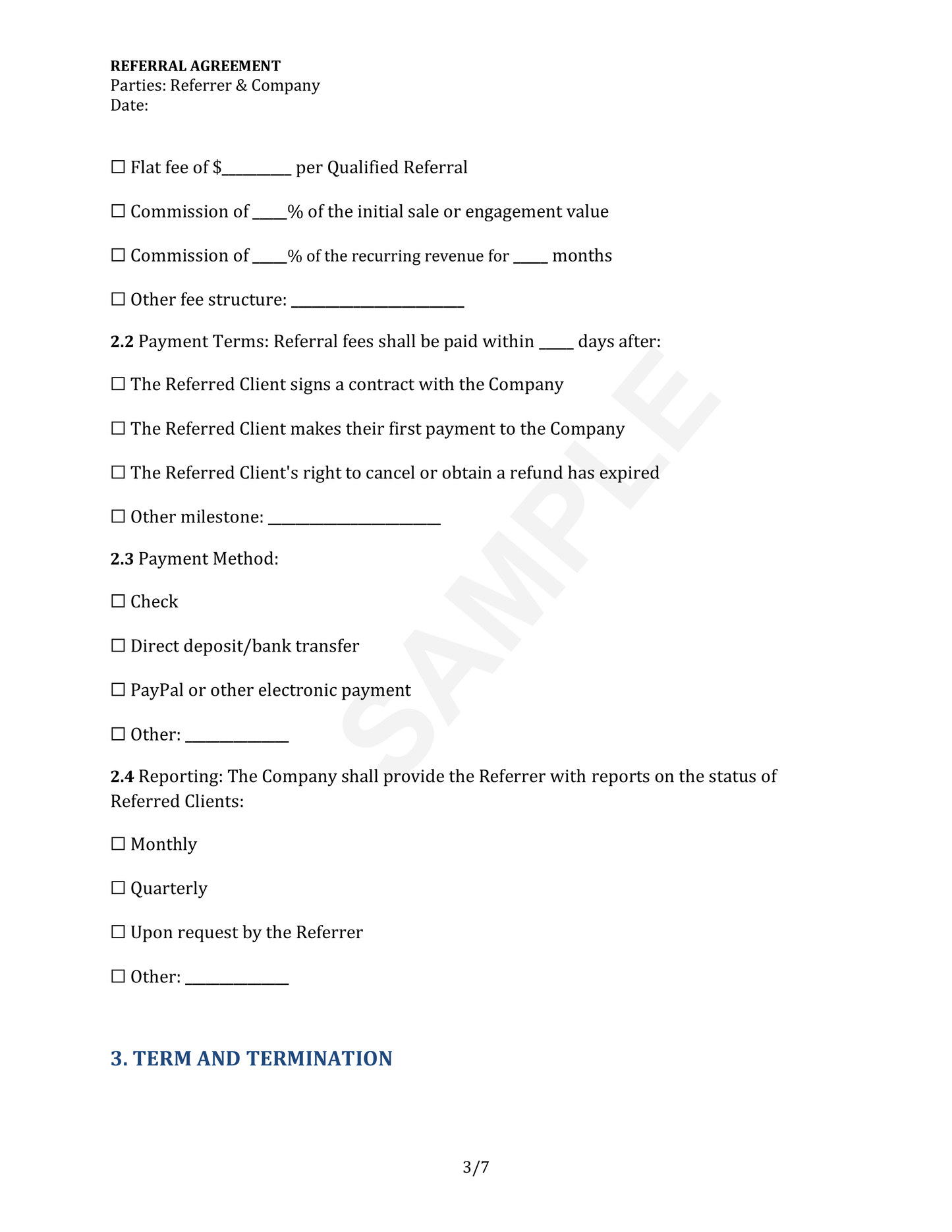 Referral Agreement Template