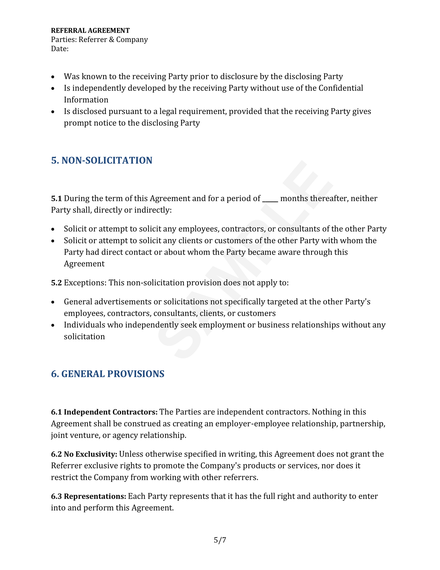 Referral Agreement Template