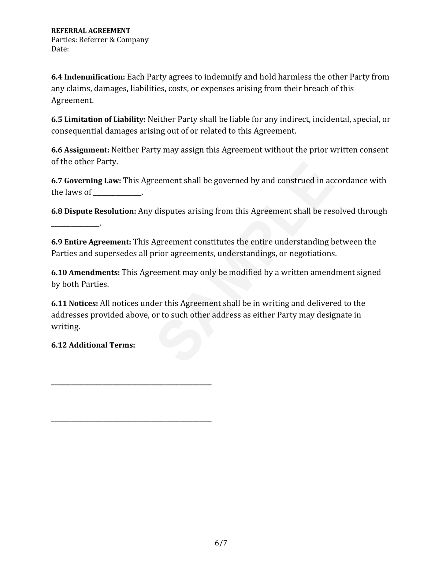 Referral Agreement Template