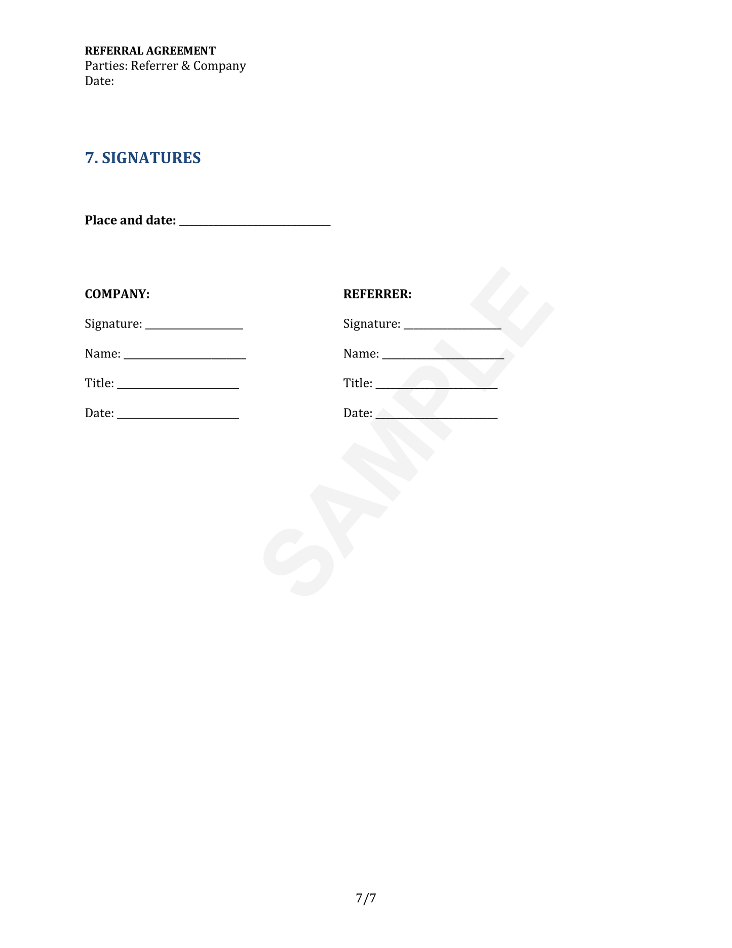 Referral Agreement Template