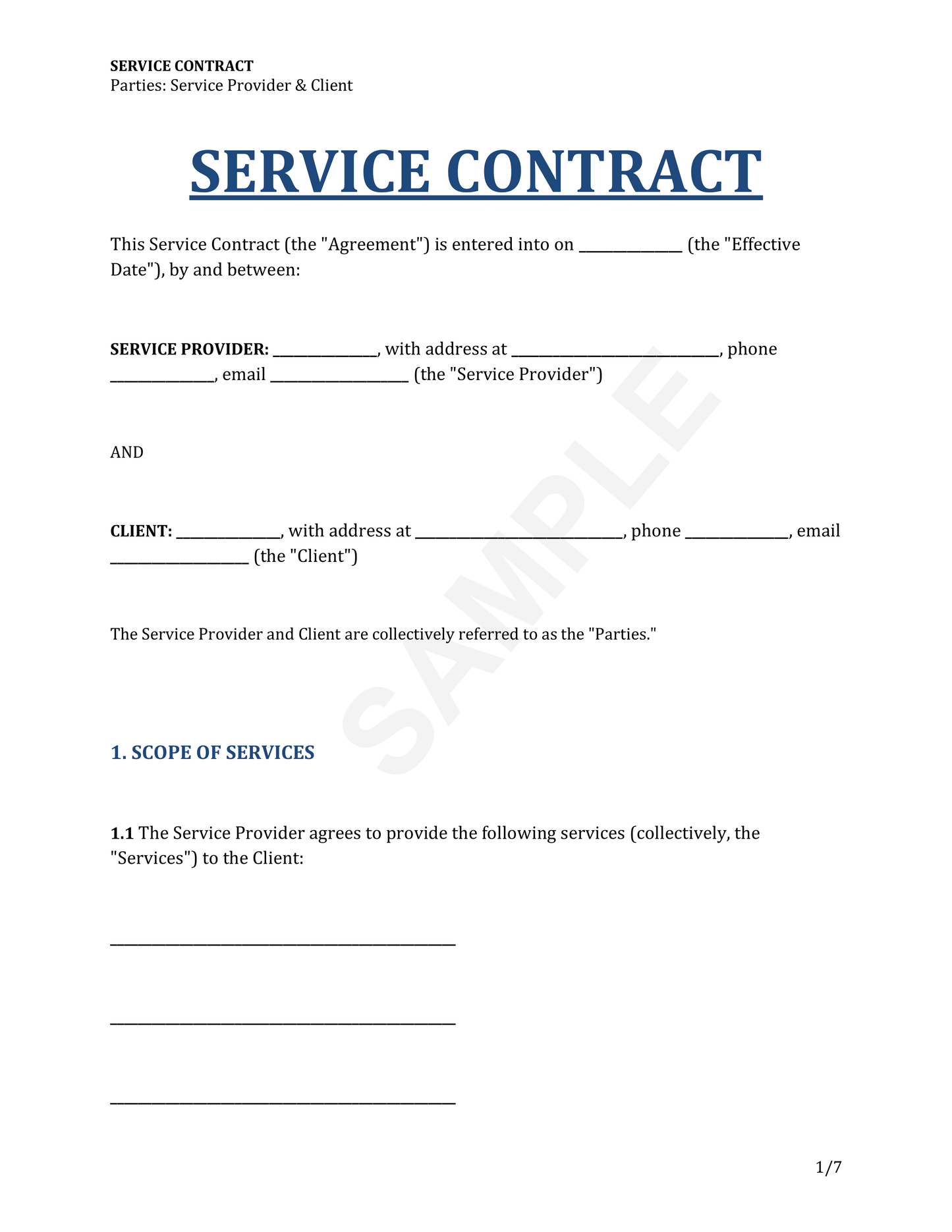 Service Contract Template