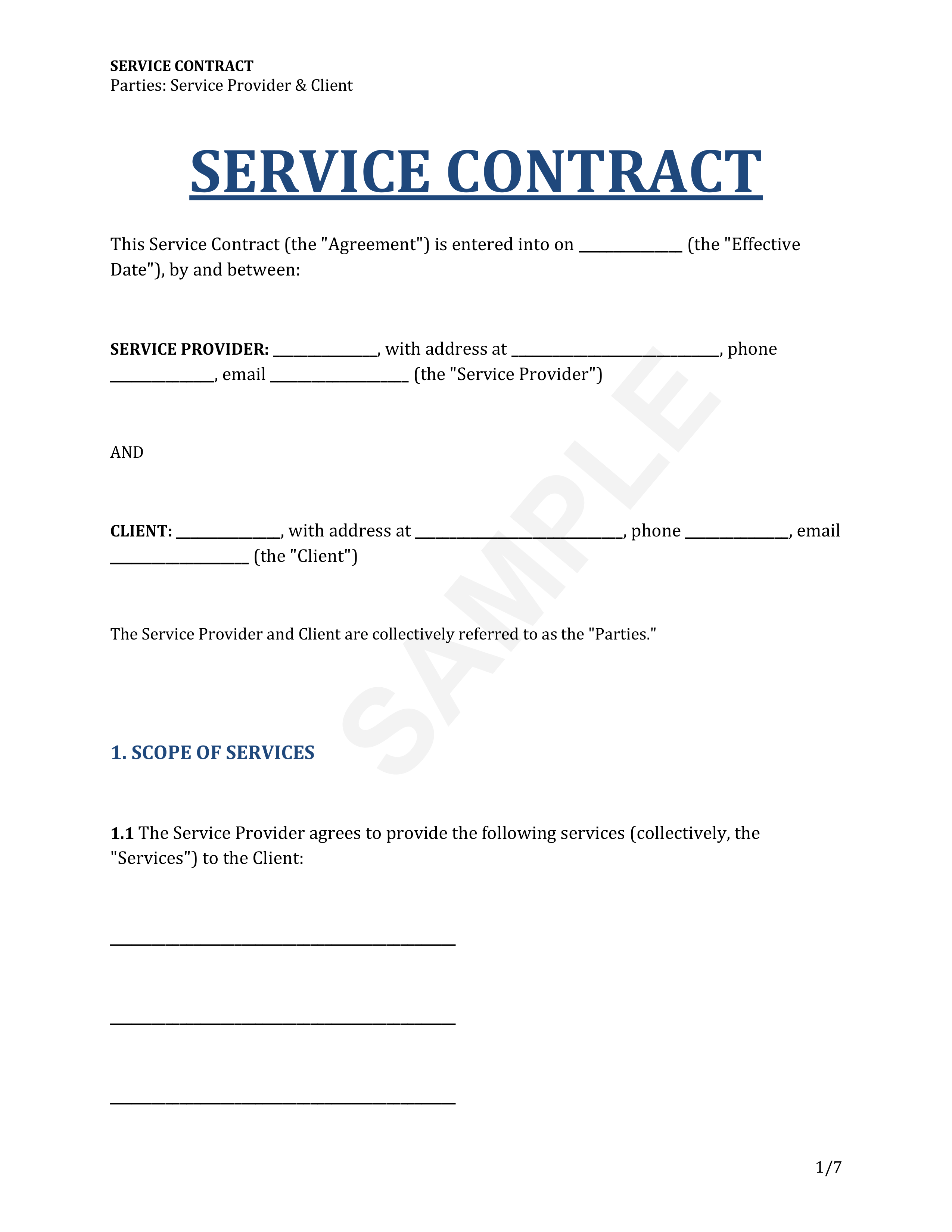 Service Contract Template