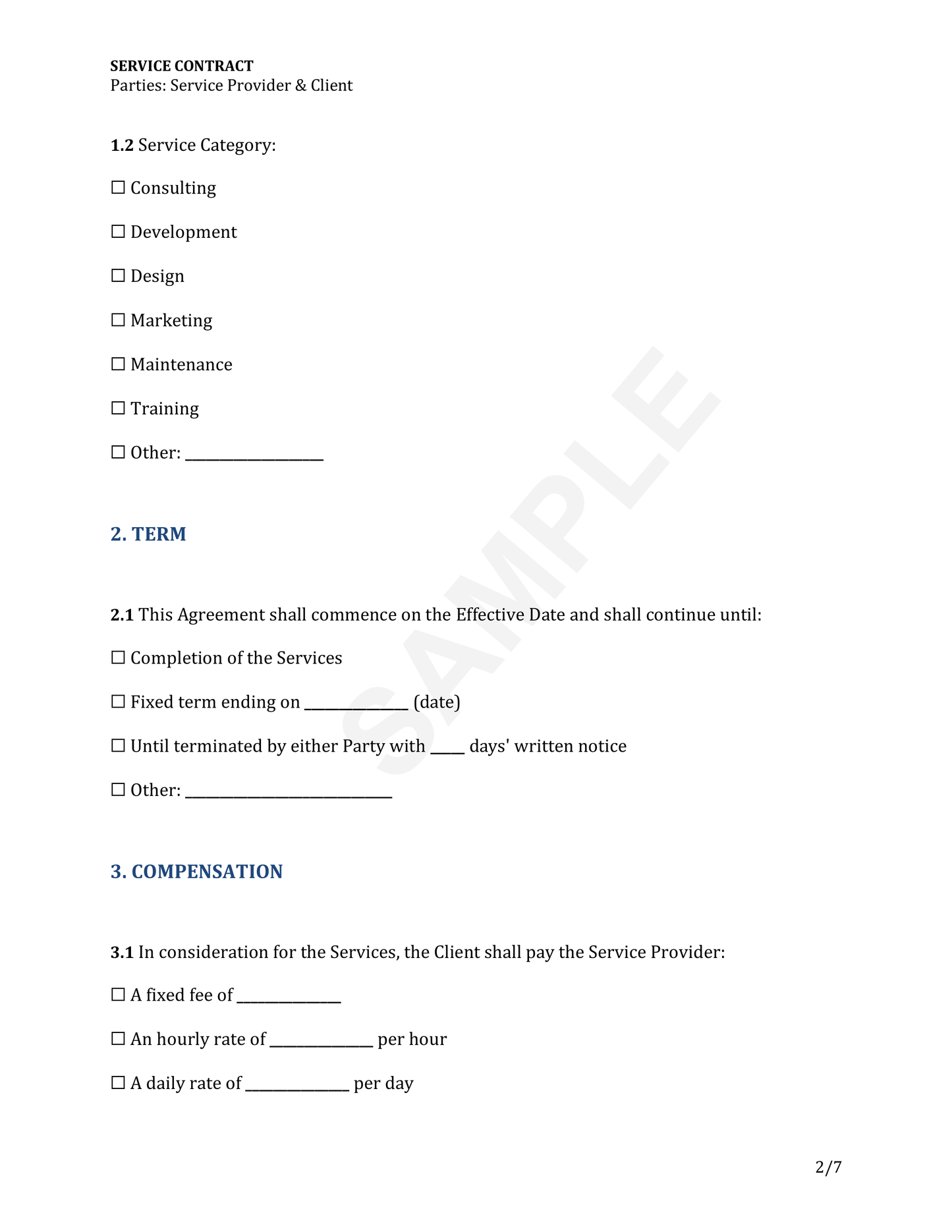 Service Contract Template