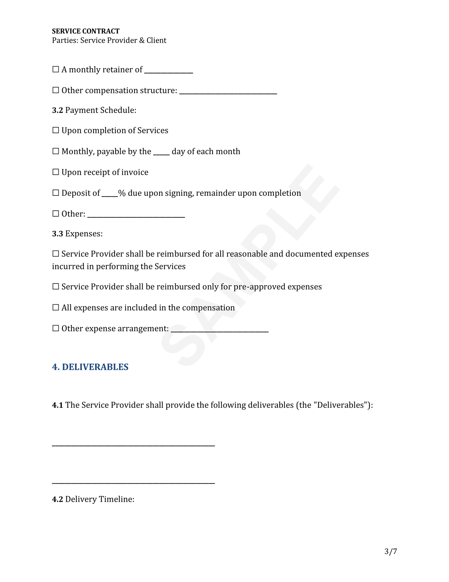 Service Contract Template