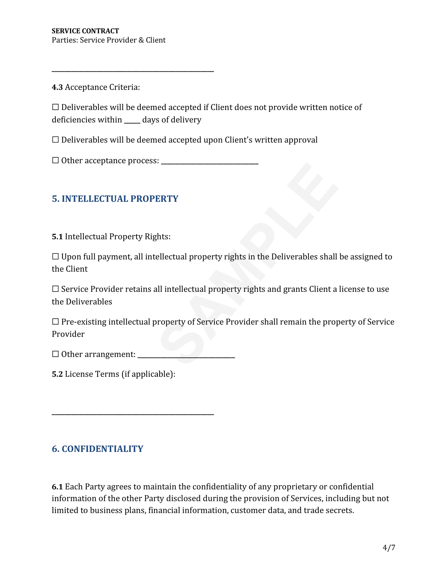 Service Contract Template