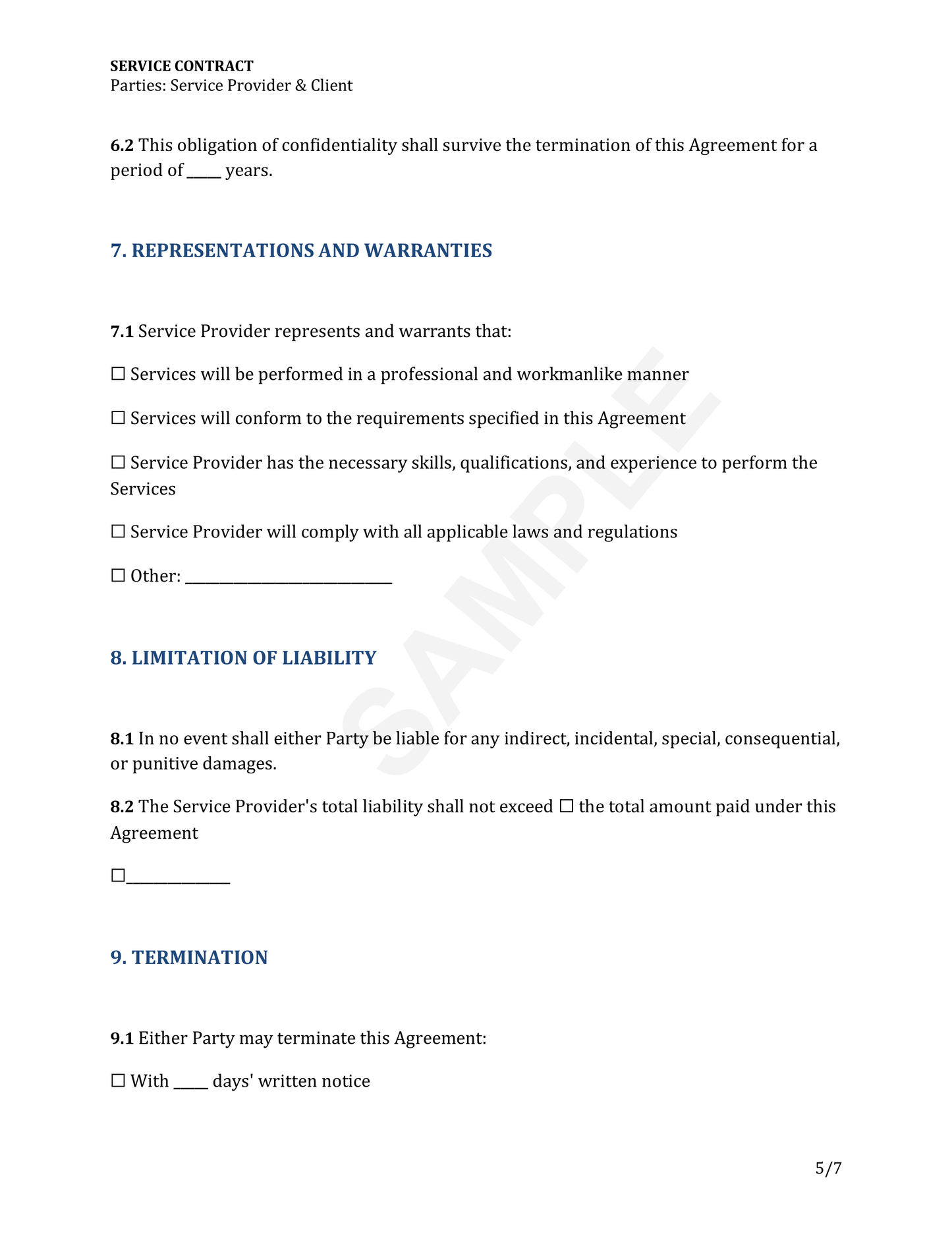 Service Contract Template