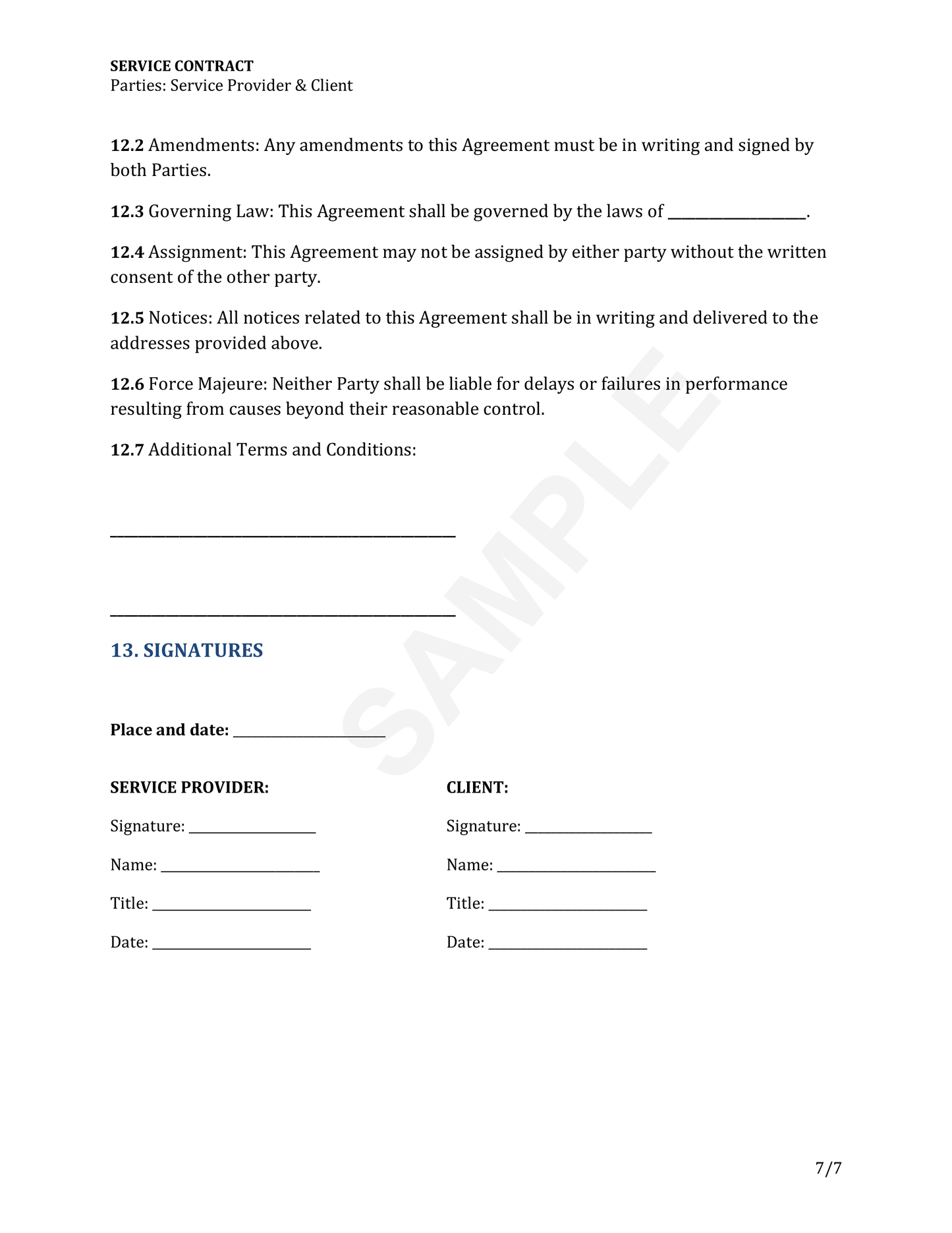 Service Contract Template