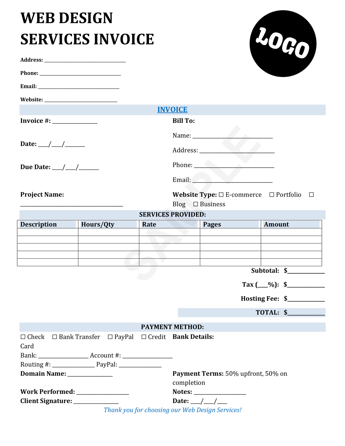 Web Design Invoice Template
