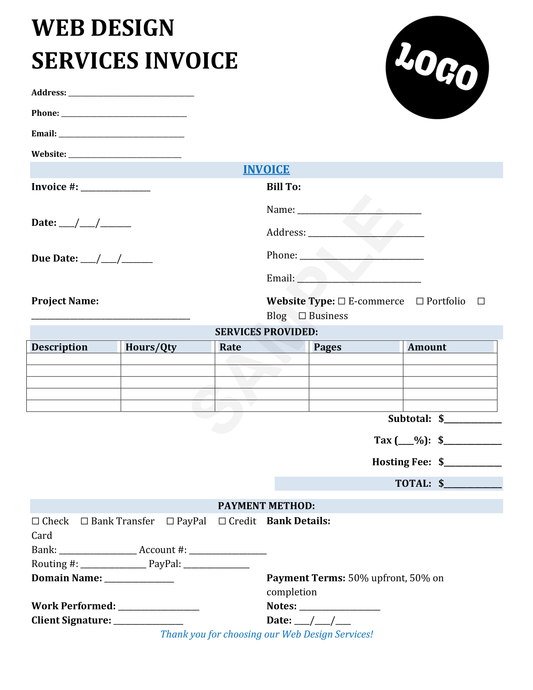 Web Design Invoice Template