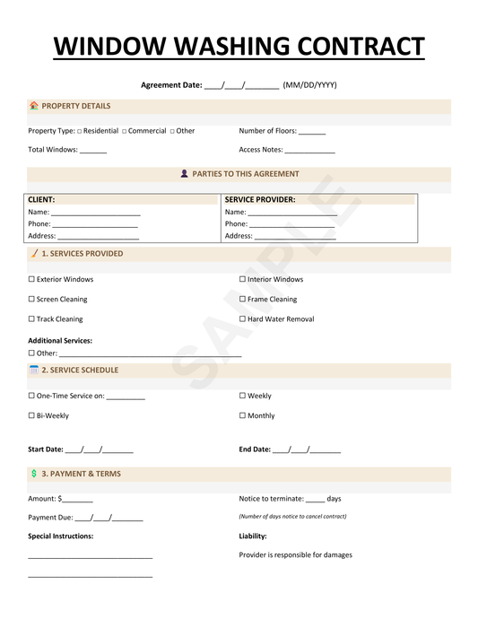 Window Washing Contract Template