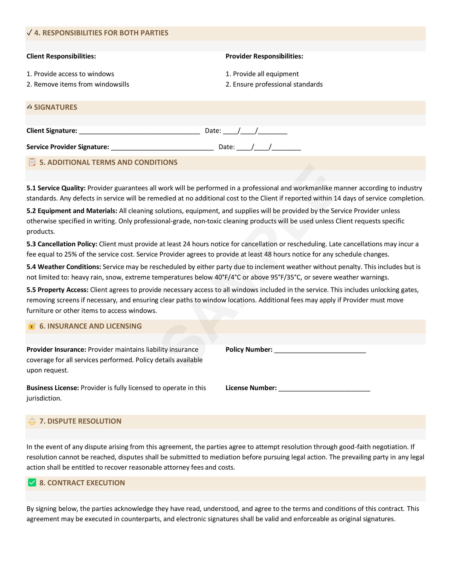 Window Washing Contract Template